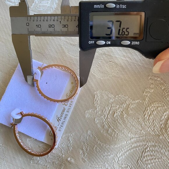 FAC Rose Gold Cubic Zirconia Hoop Earrings NWT - Picture 6 of 9